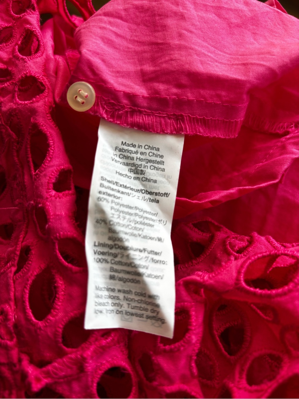 J. Crew Bright Hot Pink Eyelet Tiered Dress for Girls - Picture 6 of 6